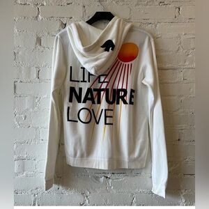 Freecity full zip life love nature hoodie white orange large